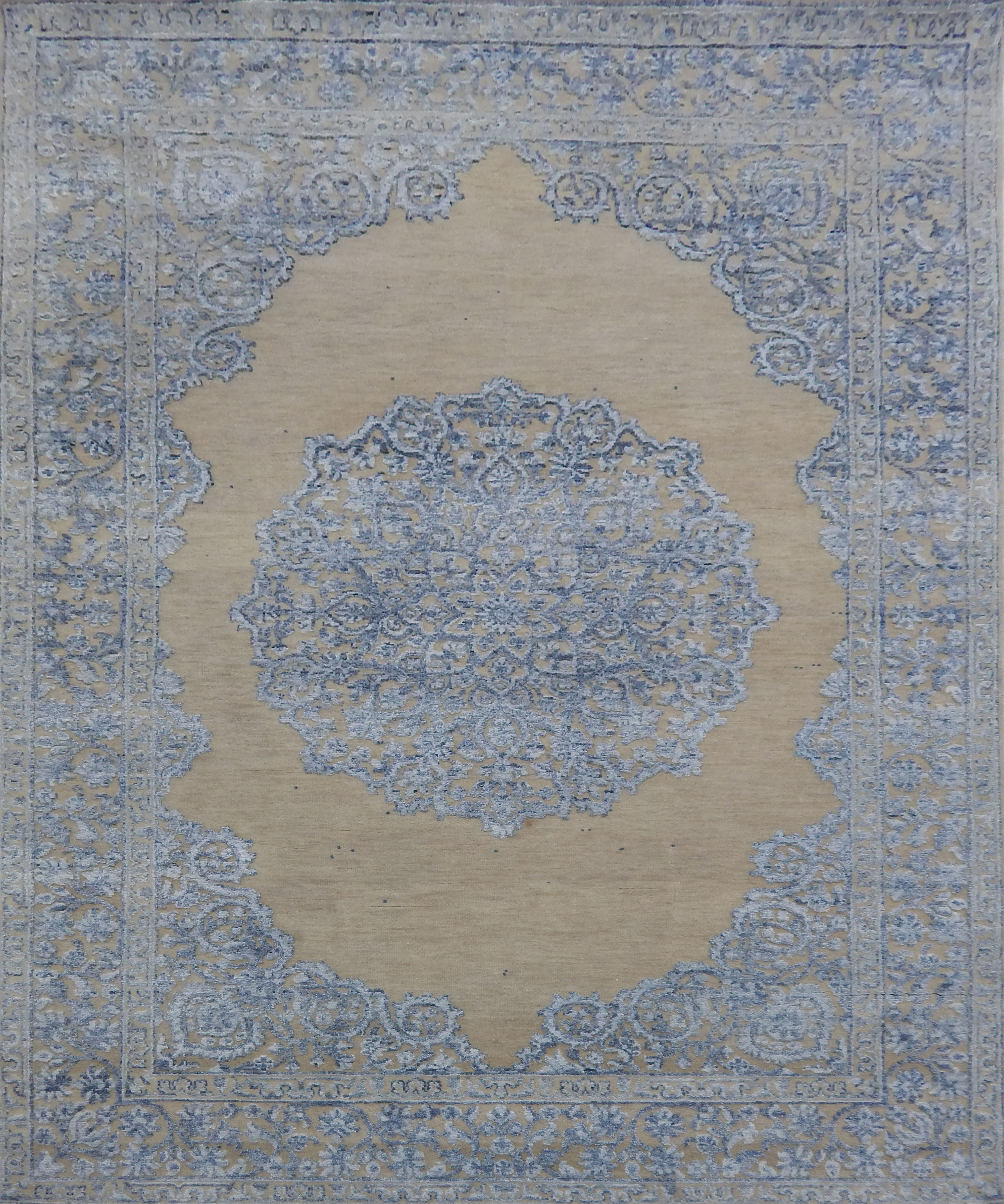 Fine Silk Hand Knotted Carpet with Intricate Pattern
